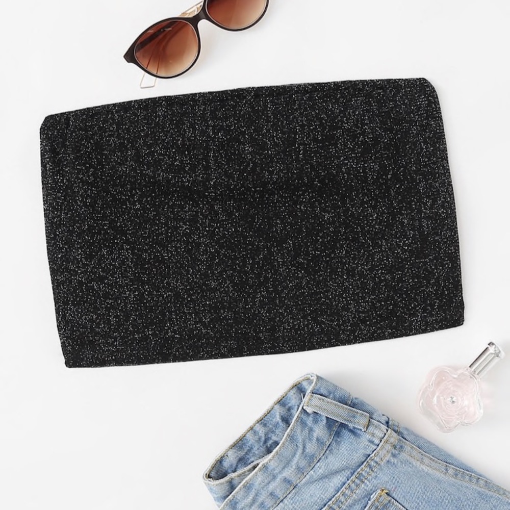 Black sparkly tube top
